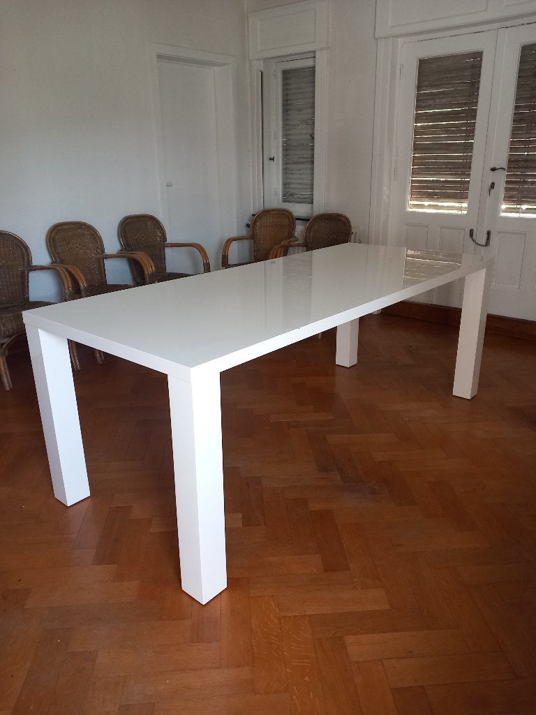 IKEA eettafel hoogglans wit – 210  90 – niet meer leverbaar, Enlèvement, Utilisé, 50 à 100 cm, Rectangulaire