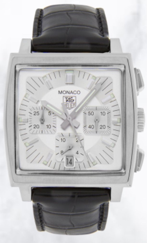 Tag Heuer Monaco Silver Edition, Montre-bracelet, Enlèvement ou Envoi, Cuir, TAG Heuer