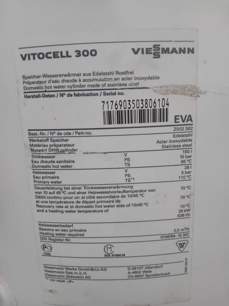 Viesmann boiler in inox, Bricolage & Construction, Enlèvement