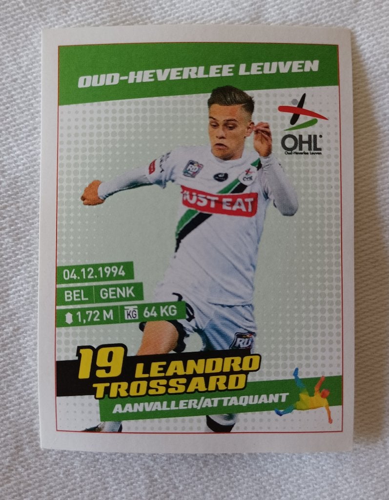 Sticker Leandro Trossard (rookie) - Pro League 2016, Ophalen of Verzenden, Zo goed als nieuw, Sticker