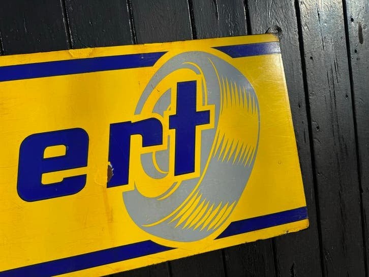 Vintage Englebert Emaille Reclamebord, Antiek en Kunst