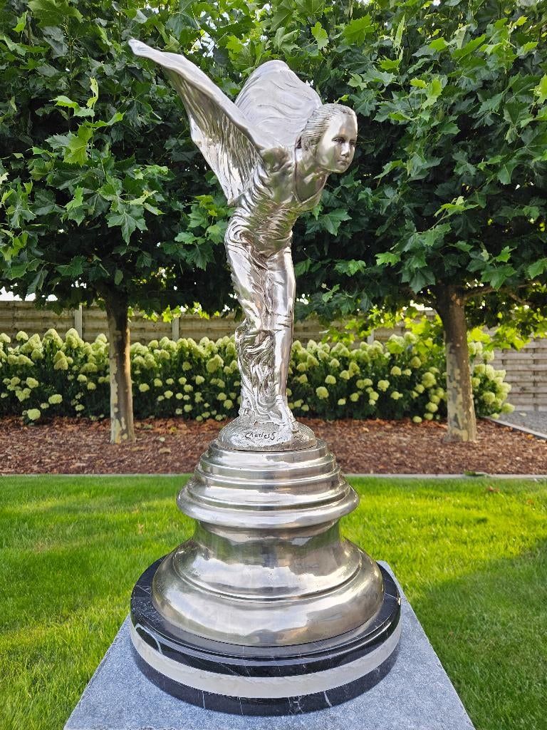 BRONS ROLLS-ROYCE SPIRIT OF ECSTASY 80 CM ! GROOT BRONZEN!!!, Antiek en Kunst, Overige onderwerpen, Gemerkt, Brons, Beeld