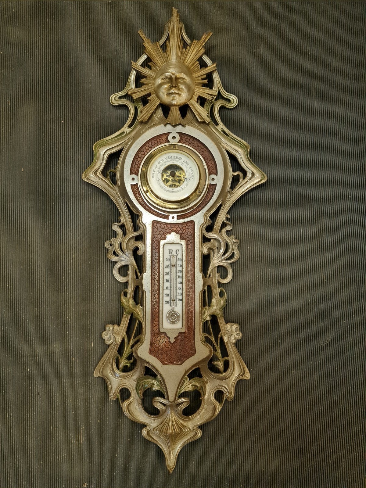 Antiek Art Nouveau weerstation – Fonderie Regina Flémalle, Antiquités & Art, Enlèvement ou Envoi