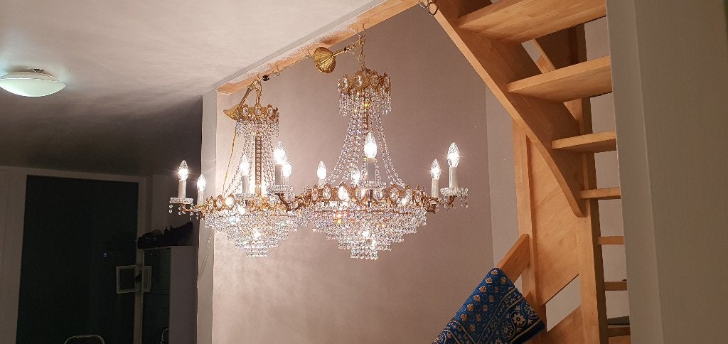 twee identieke kristallen en antieke lusters, Antiek en Kunst, Antiek | Verlichting, Ophalen