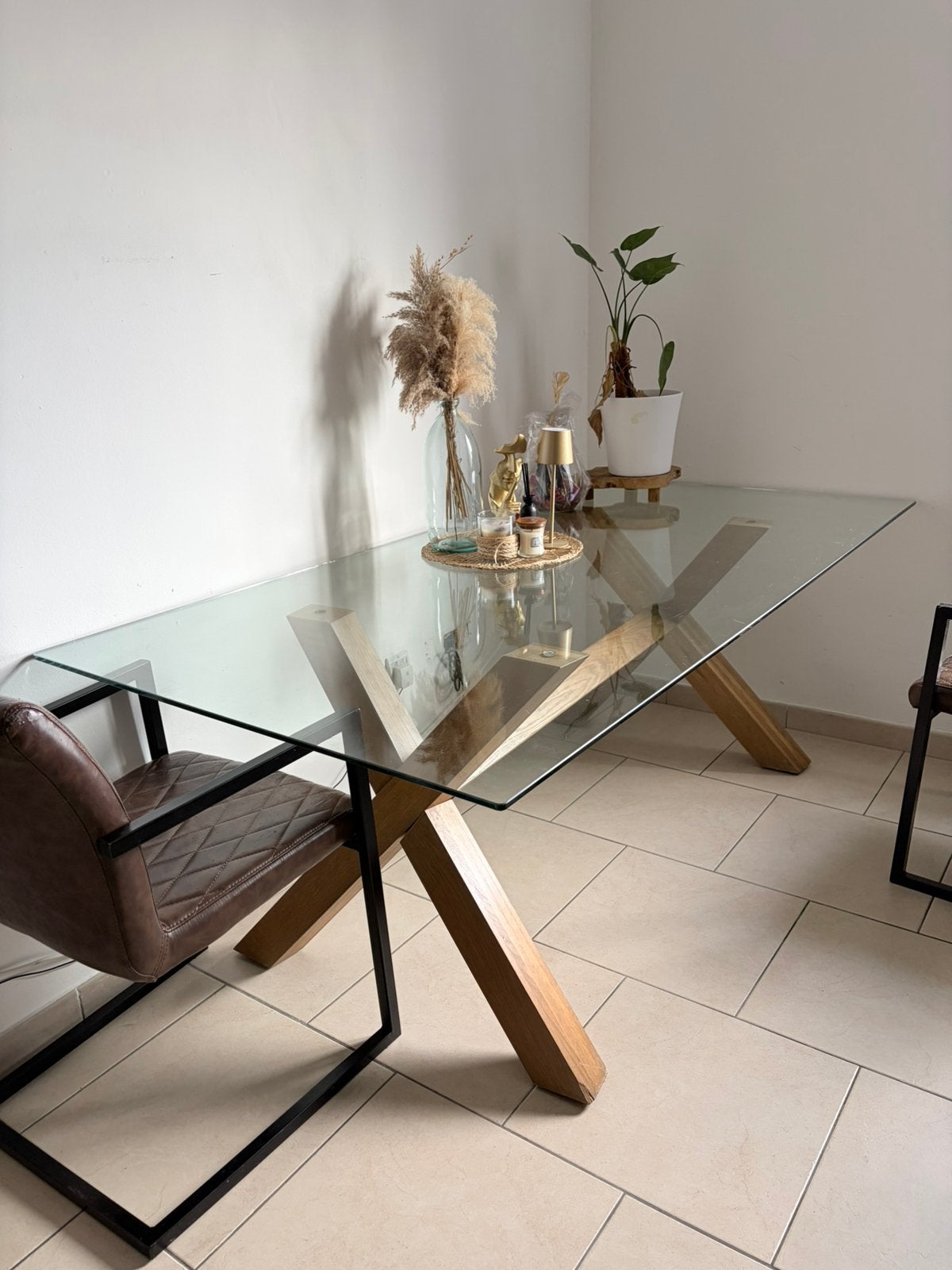 Table en verre + chaise, Maison & Meubles, Tables | Tables à manger, Enlèvement ou Envoi, Comme neuf, Verre