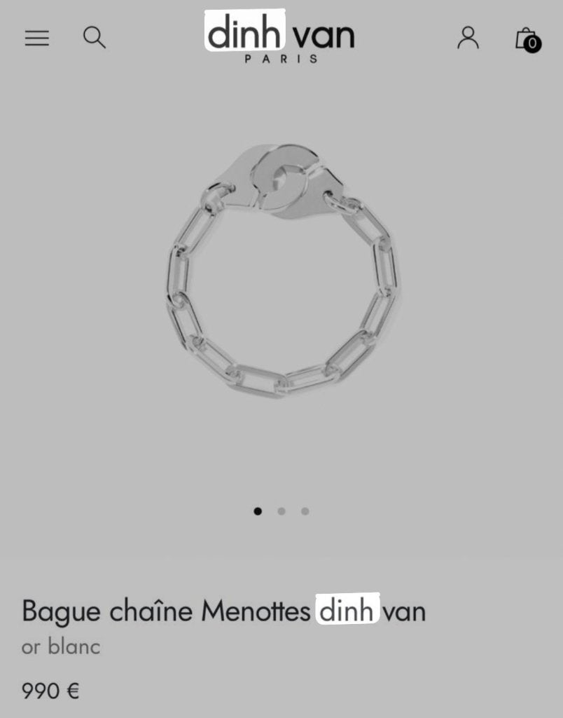 Bague menottes Dinh Van, Enlèvement, Blanc, Or
