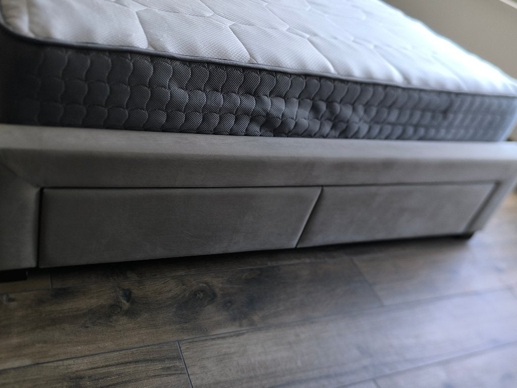Lit + matelas, Maison & Meubles, Tissu, Beige, Comme neuf, Enlèvement