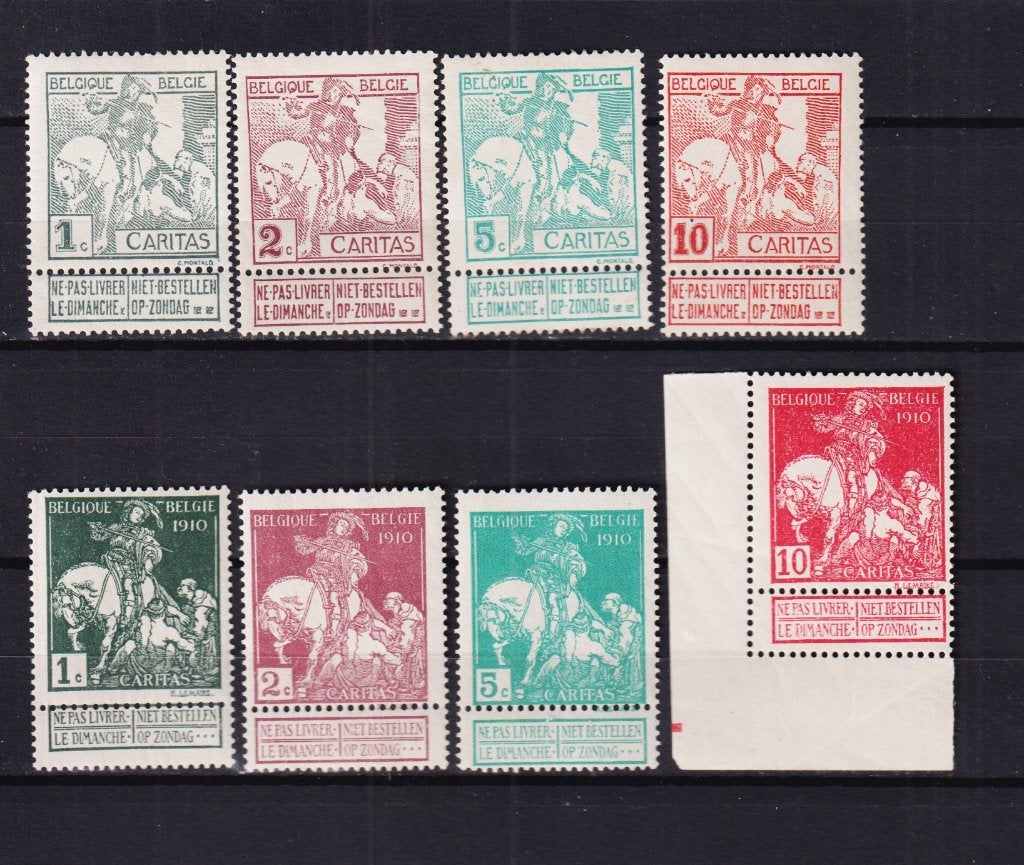 Belgique 1910 Caritas COB 84-91 **, Envoi, Non oblitéré, Neuf