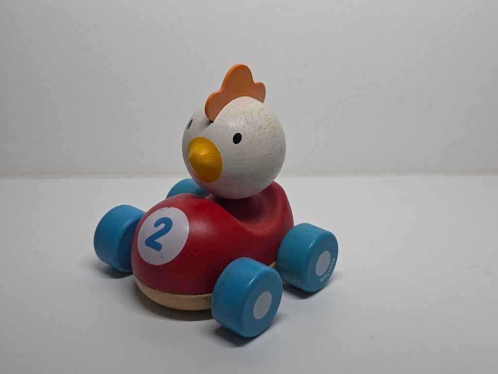 PlanToys Houten Chicken Racer, Kinderen en Baby's, Speelgoed | Houten speelgoed, Ophalen of Verzenden, Zo goed als nieuw, Duw- of Trekspeelgoed