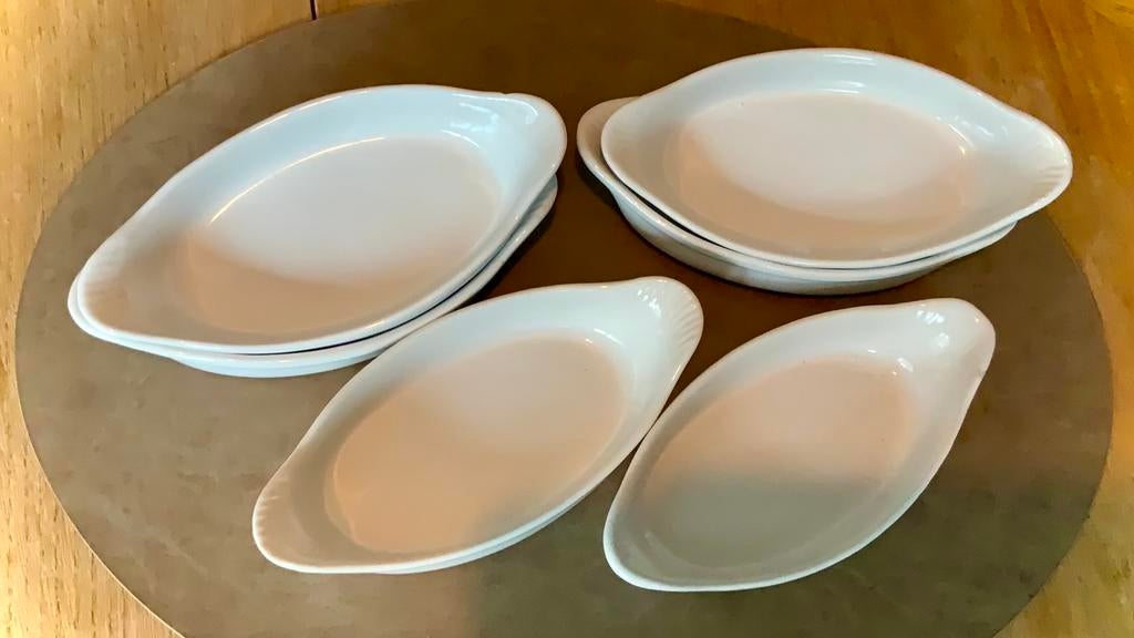 6 mini-plats à four blancs, Enlèvement ou Envoi, Comme neuf, Autres types