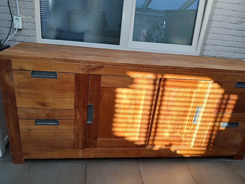 Buffetkast teak, Huis en Inrichting, Ophalen, Gebruikt, Teakhout, 200 cm of meer