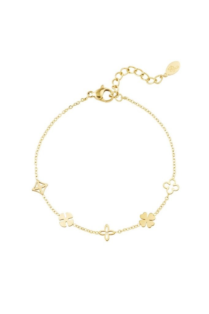 armband vijf bedels, Ophalen of Verzenden, Nieuw, Goud, Goud