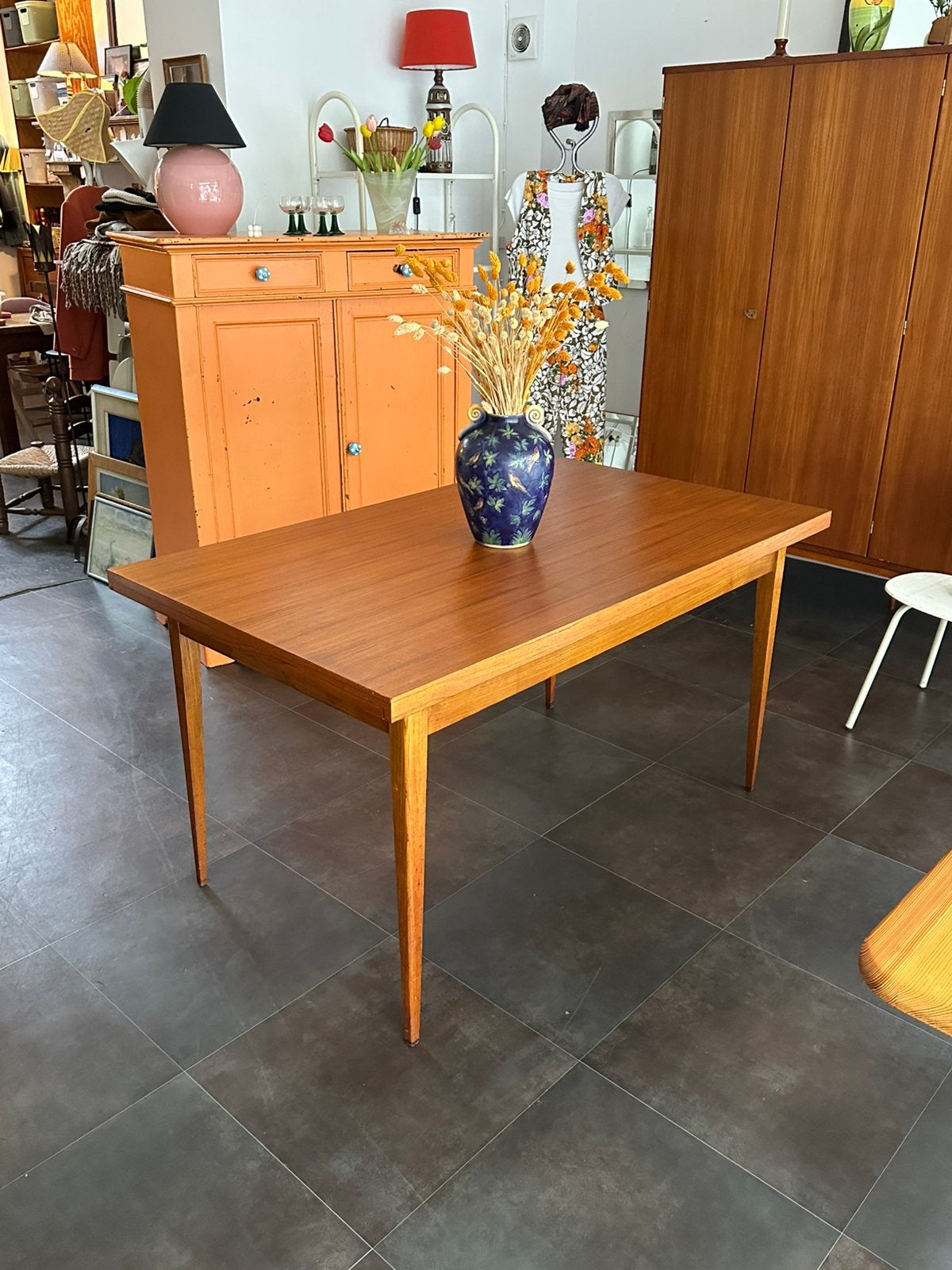 Table a manger extensible en teck, annees 60, Ophalen, Zo goed als nieuw, Teakhout