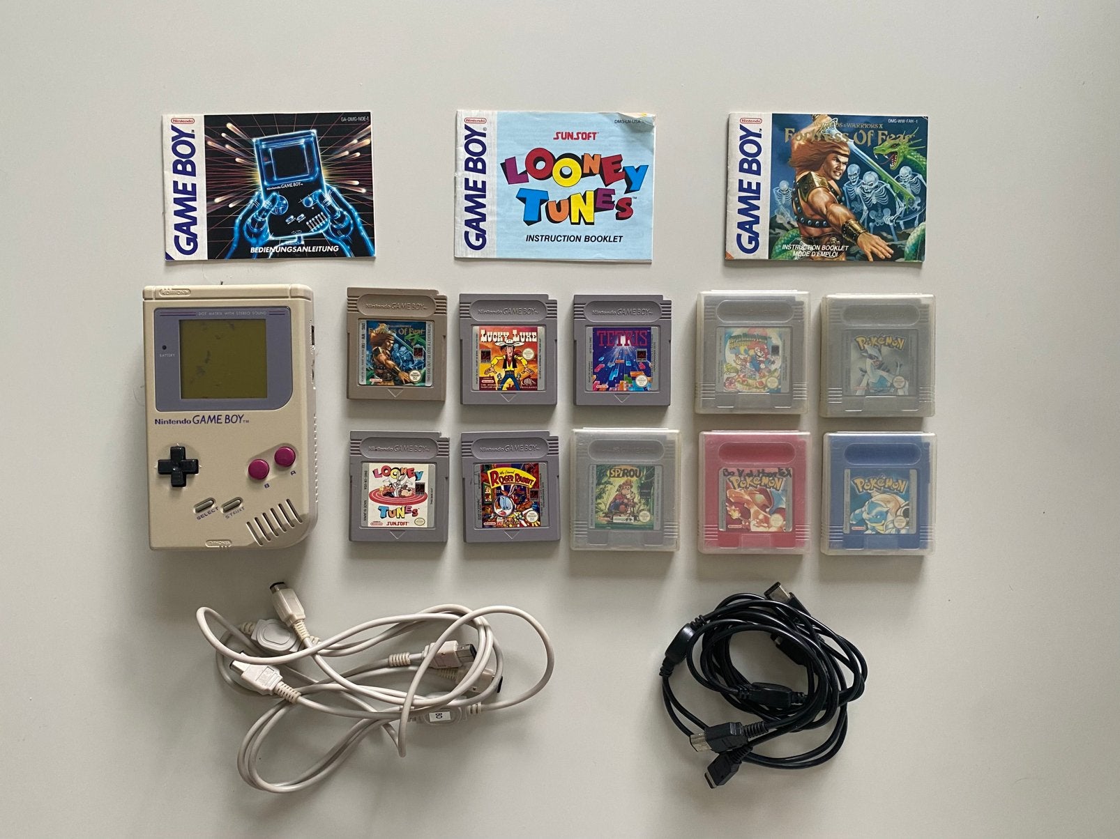 Game Boy + 10 spellen + 2 ruilkabels, Enlèvement, Utilisé