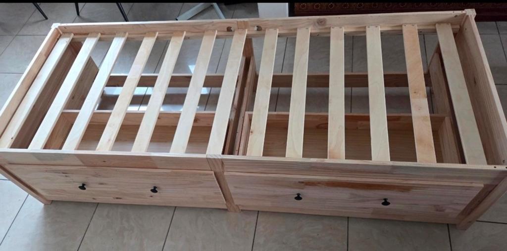 À vendre : Nouveau lit simple en bois avec tiroirs de rangem, Enlèvement, 200 cm, 80 cm