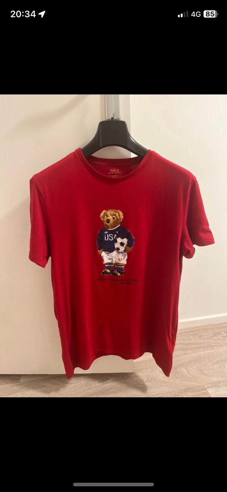 Ralph Lauren M poloshirt met beer, Kleding | Heren, T-shirts, Ophalen, Zo goed als nieuw, Rood