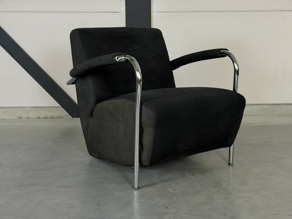 Leolux Scylla fauteuil - zwart Danza leder, Ophalen, Nieuw, Artifort Montis Gelderland Harvink Rolf Benz Pode, 50 tot 75 cm
