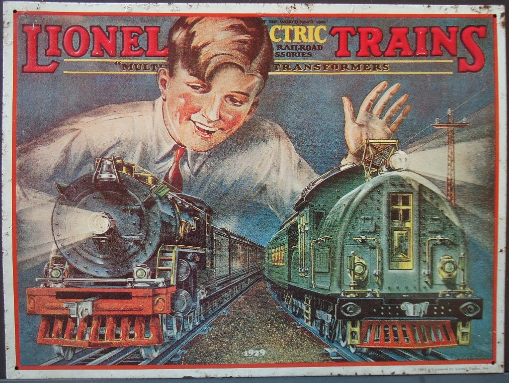 2 anciennes plaques murales en métal en relief Lionel Trains, Enlèvement ou Envoi, Utilisé, Train, Carte ou Gravure