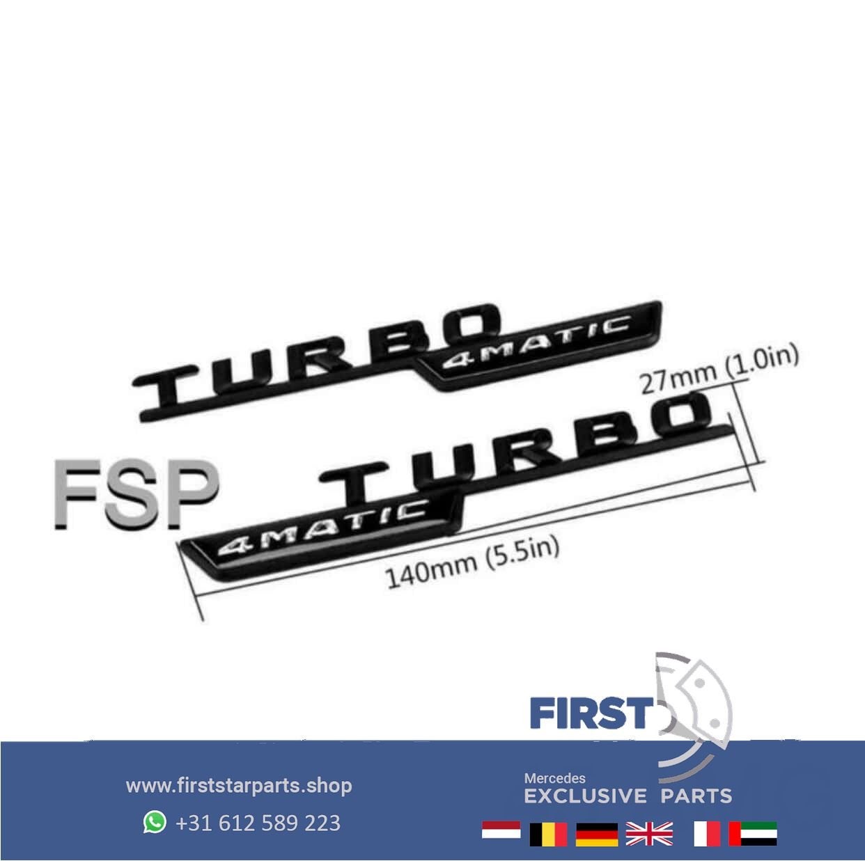 Mercedes TURBO 4MATIC LOGO SET W176 W117 W156 H247 W177 W118, Gebruikt, -, Voor, Ophalen of Verzenden