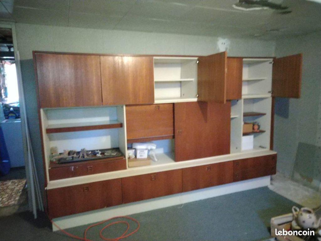 Vintage Mid-Century kast wandmeubel, Ophalen, Gebruikt, Met deur(en), 150 tot 200 cm