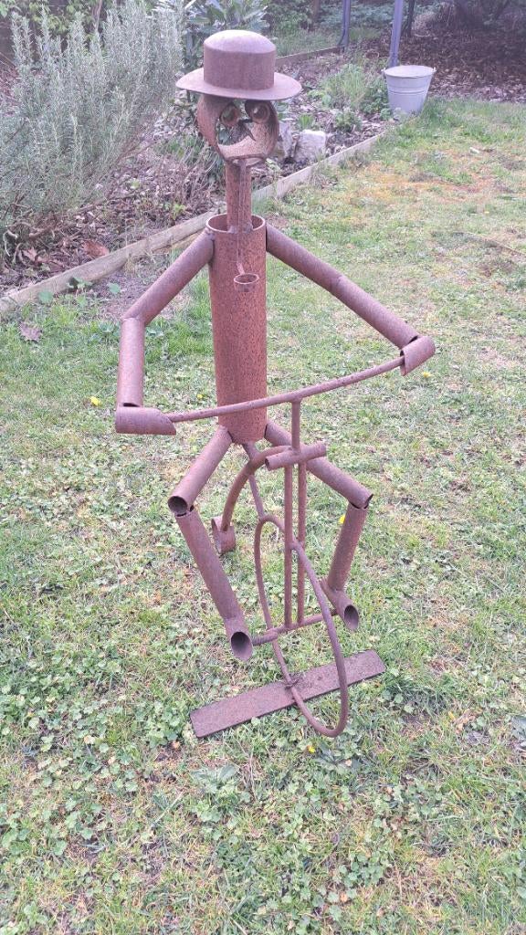 Decoratief beeld in ijzer (92cm hoog), Ophalen, Gebruikt, Overige typen
