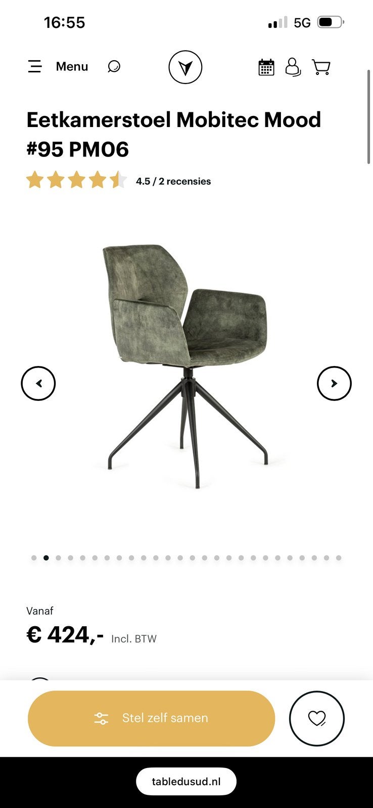 Eetkamer stoelen Mobitec Mood, Huis en Inrichting, Ophalen, Zo goed als nieuw, Zwart