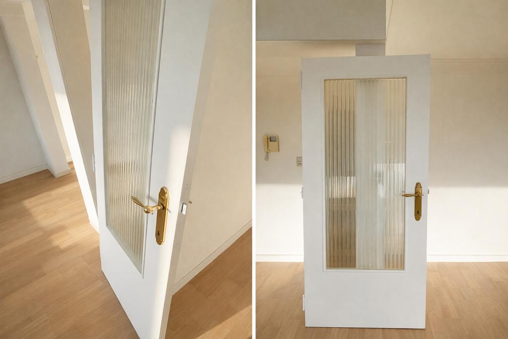 2 Klassieke witte deuren met glas – begin jaren ’70, Doe-het-zelf en Bouw, Deuren en Vliegenramen, Ophalen, Glas