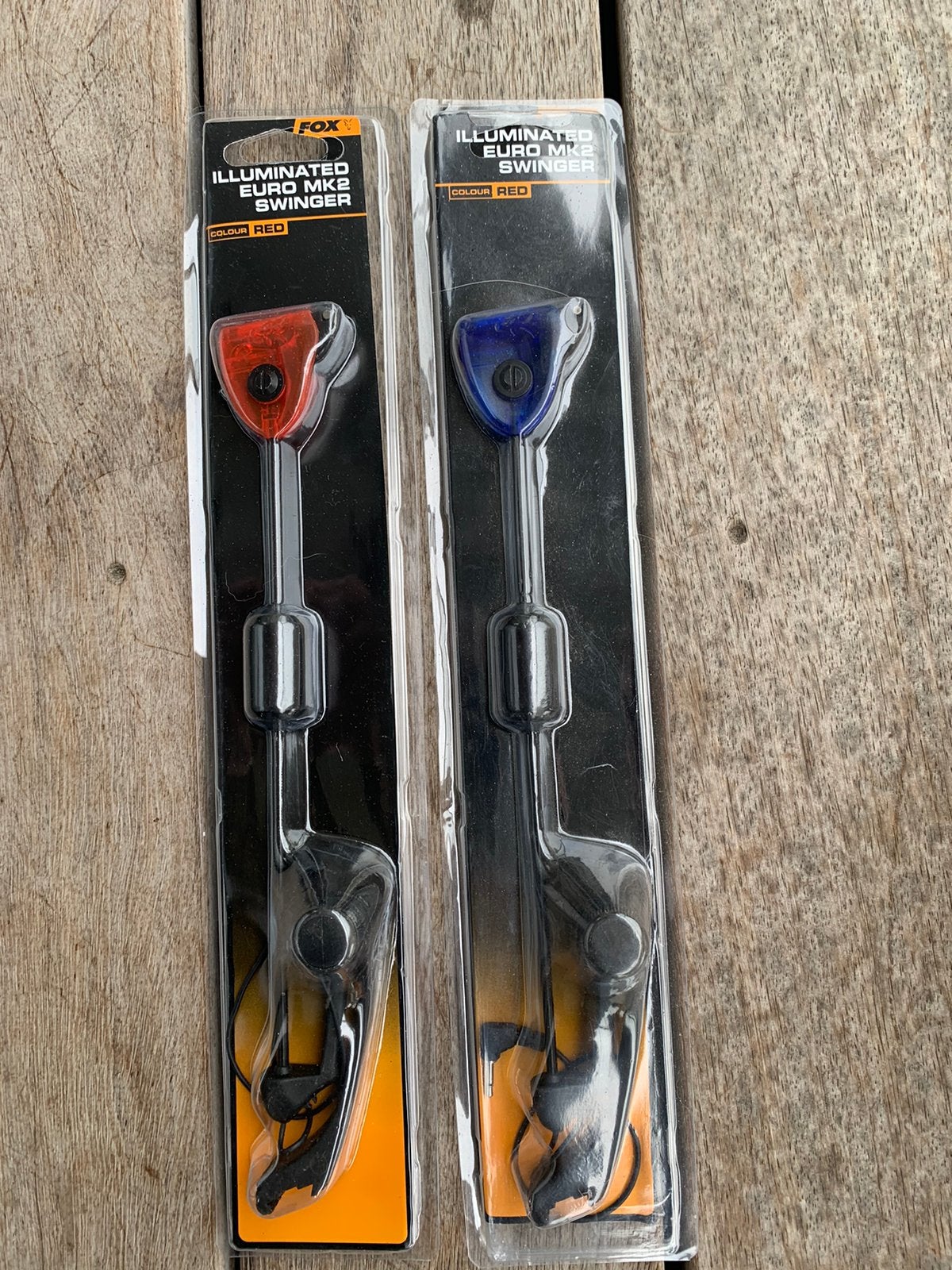 2 st Fox MK2 illuminated swingers in rood en een blauwe, Watersport en Boten, Ophalen, Zo goed als nieuw