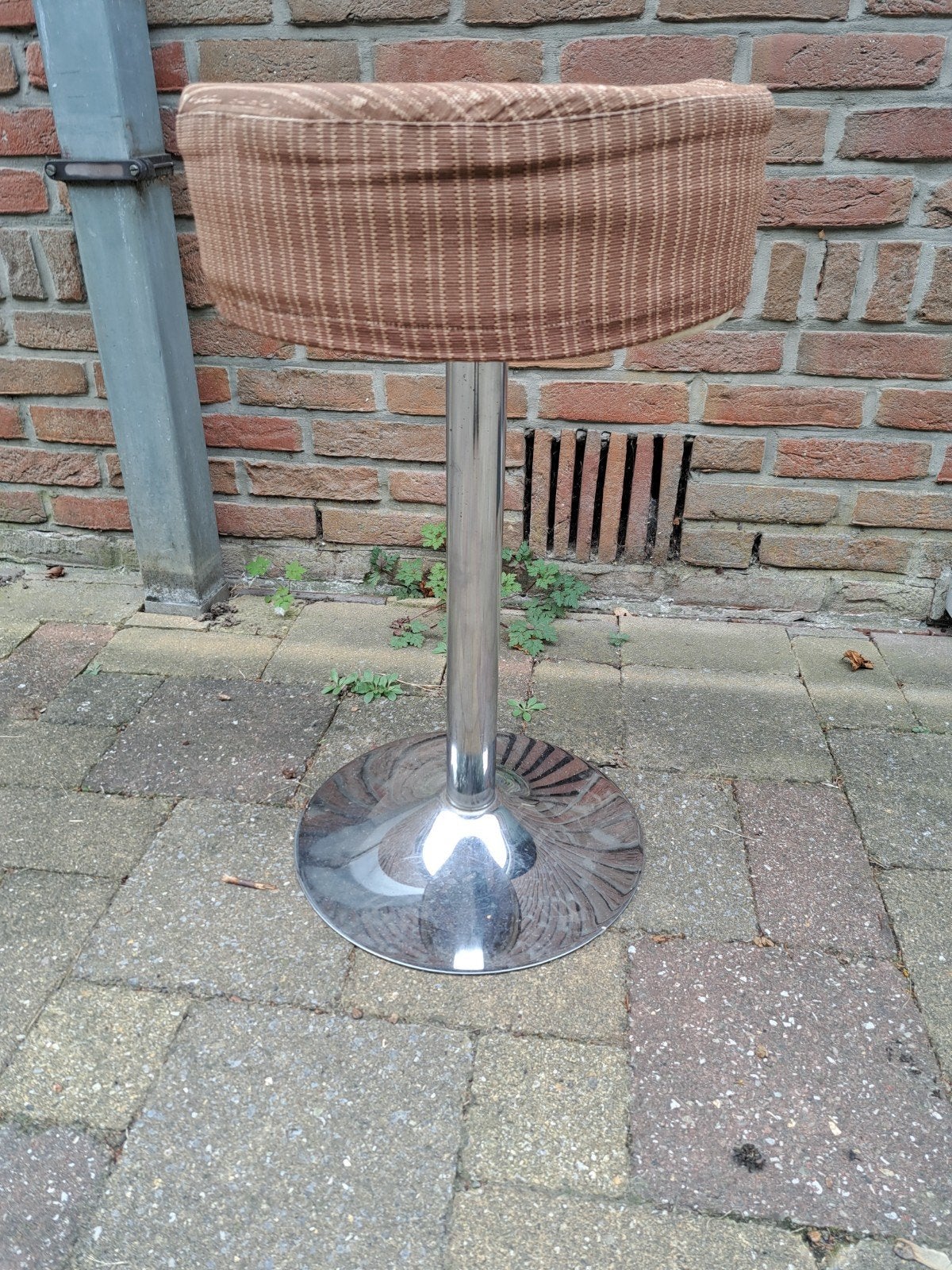 barkruk Chrome stof, Huis en Inrichting, Ophalen, Gebruikt, 60 tot 90 cm, 1 kruk