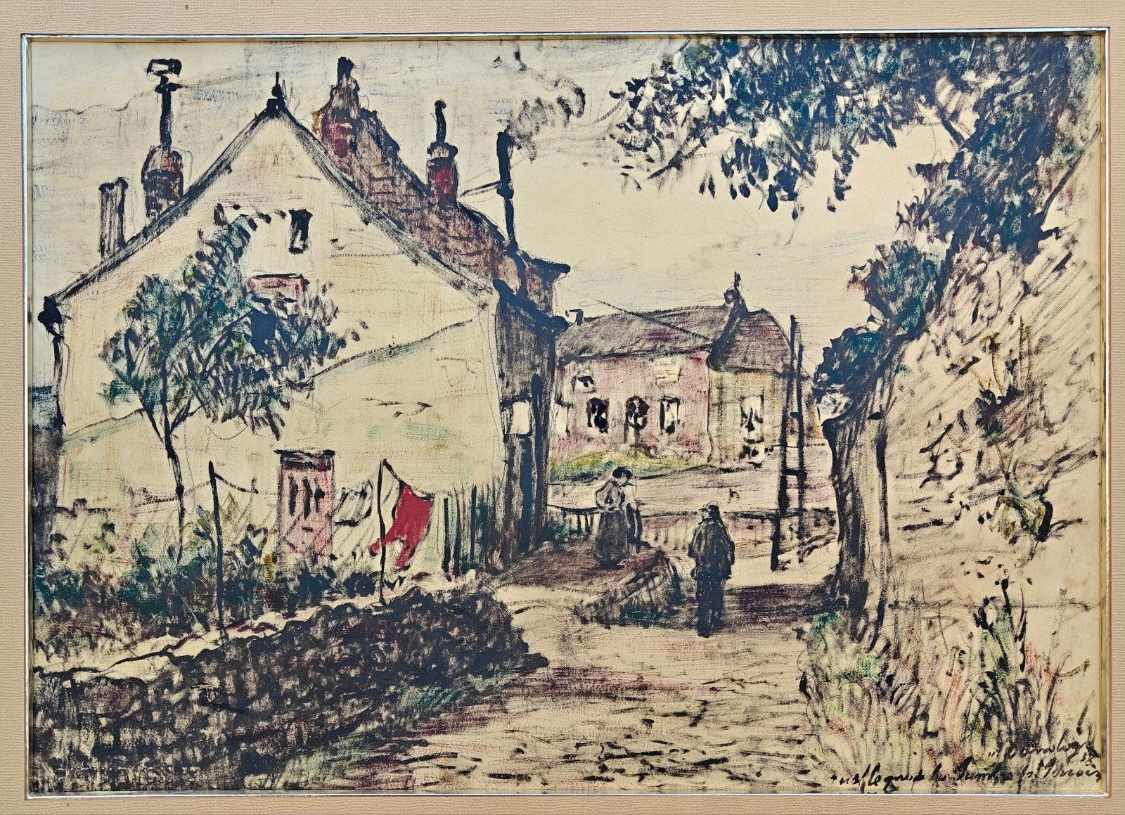 Albert Dandoy, Sur le quai de la Sambre, 1938., Antiquités & Art, Art | Peinture | Classique, Enlèvement ou Envoi, Sous verre