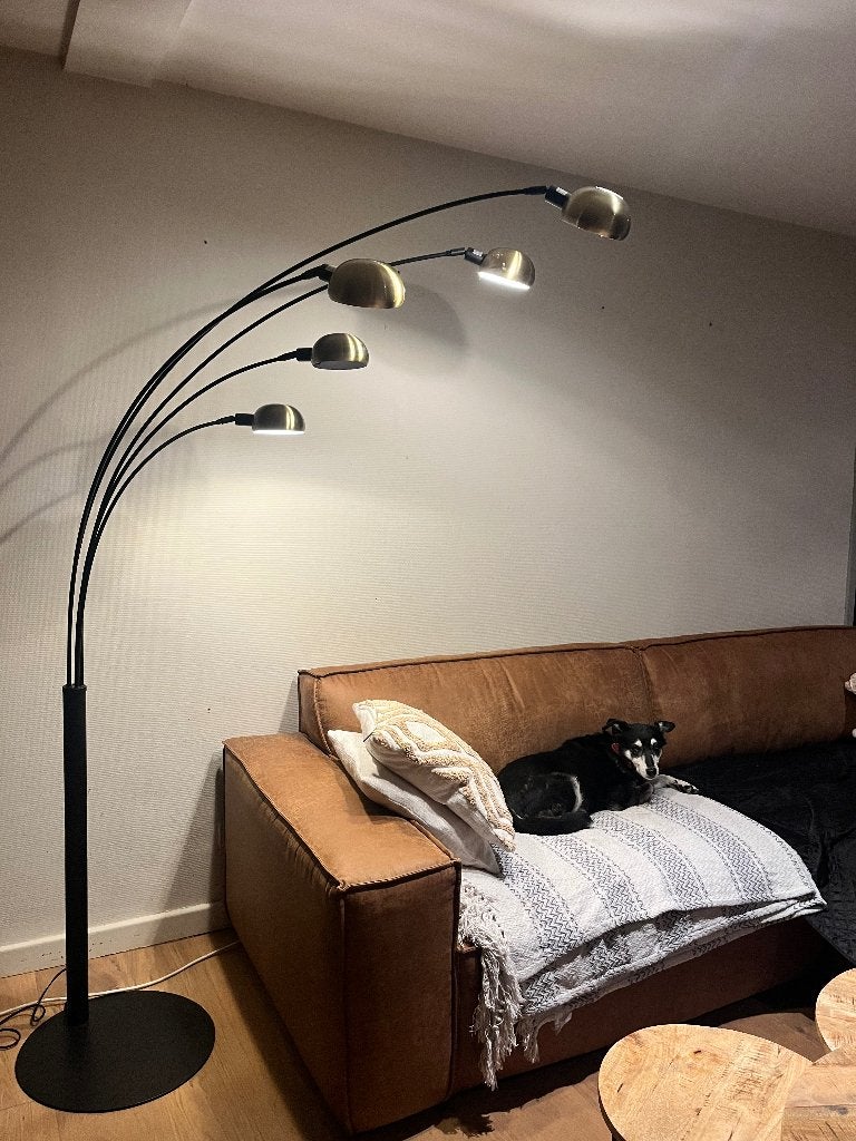 Staande lamp van zwart metaal en brons - Octopus, Métal, Comme neuf, Modern, 150 à 200 cm