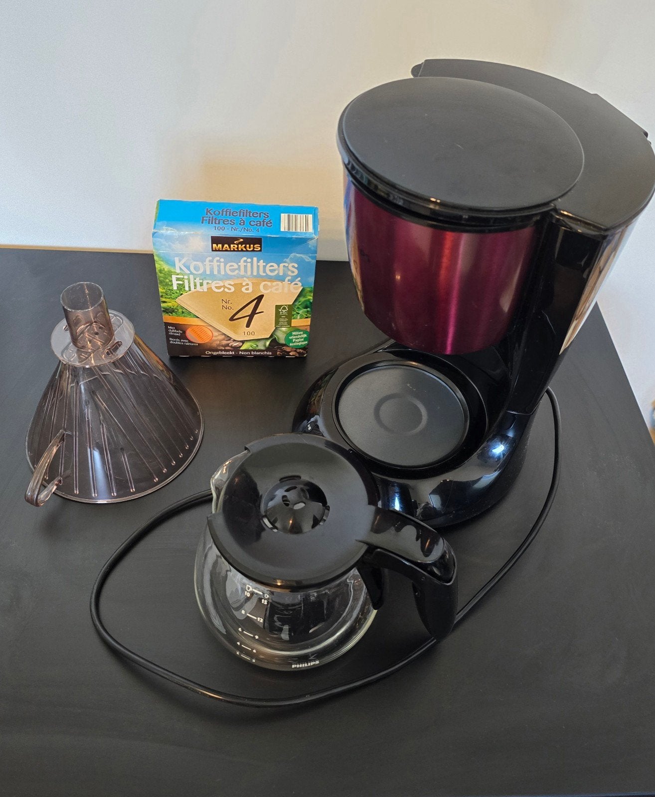 Philips koffiezetapparaat + gratis koffiefilters, Enlèvement, Utilisé, Café moulu