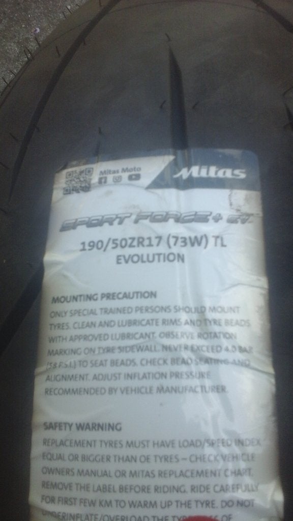 190/55/17 mitas sport force plus evo, Envoi, Neuf