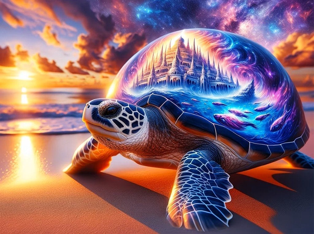 40x30cm Diamond Painting schildpad vissen (vierkant) nr 192, Nieuw, Meerkleurig, Ophalen of Verzenden, Overige materialen