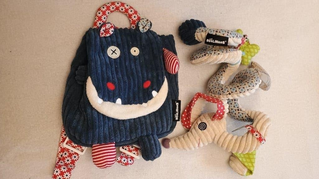 Sac à dos et spirale de poussette Les Déglingos TBE, Enlèvement, Comme neuf, Bleu, Sac à dos