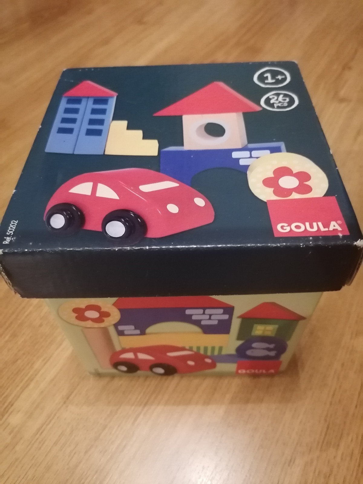 Houten set aan bouwblokken, Goula, Ophalen