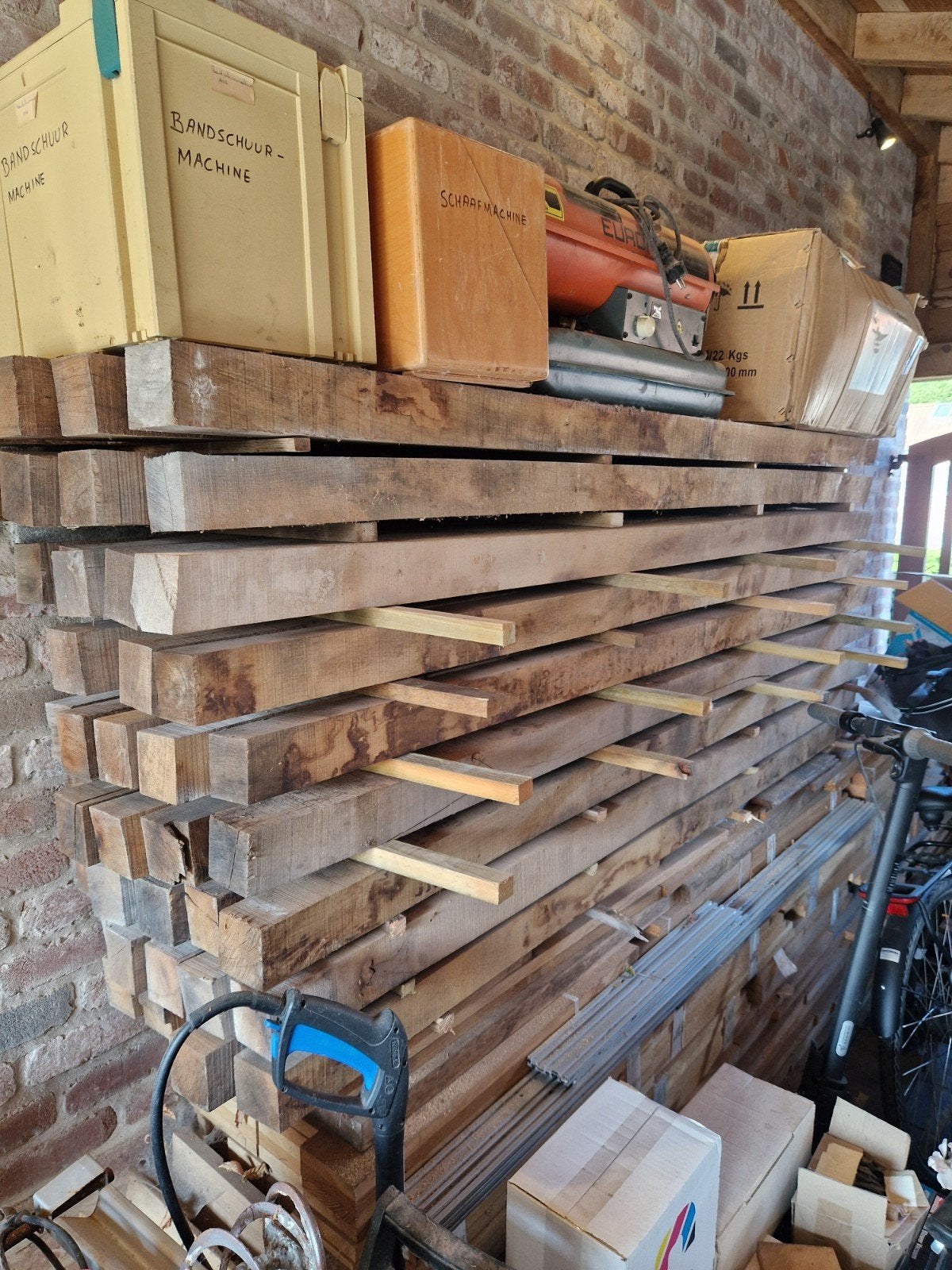 Franse eik balkjes 8x8 42 stuks, Doe-het-zelf en Bouw, Ophalen, Eiken, Nieuw, 200 tot 250 cm