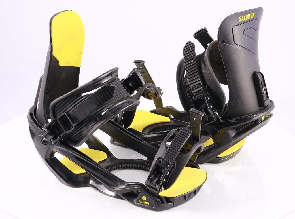 L ; fixations de snowboard SALOMON UNITE, noir/jaune, Envoi, Utilisé, Fixations