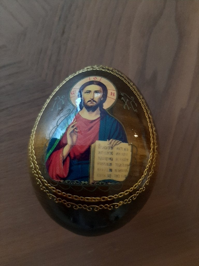 Prachtig handbeschilderd houten Russisch ei, Ophalen of Verzenden, Nieuw, Hout