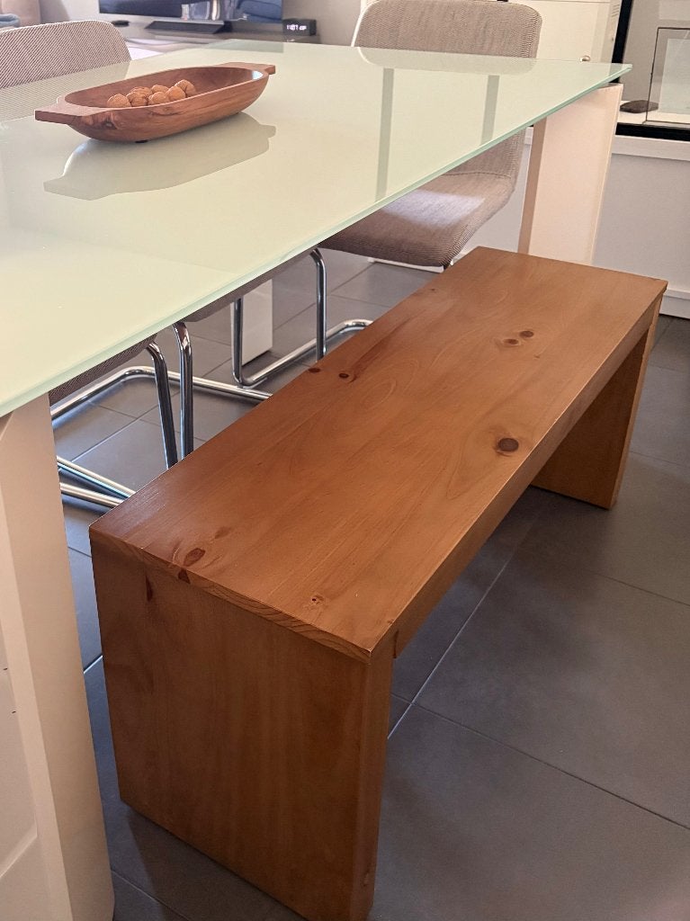 Banc d’assise et lampadaire sur trépied, 100 à 150 cm, Comme neuf, Enlèvement, Chêne