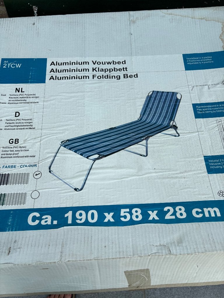 Aluminium ligbed opvouwbaar, Tuin en Terras, Ophalen, Nieuw, Aluminium, Inklapbaar
