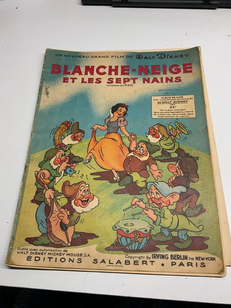 BLANCHE NEIGE 1938 EDITION SALABERT PIECE DE COLLECTION, Enlèvement ou Envoi, Comme neuf