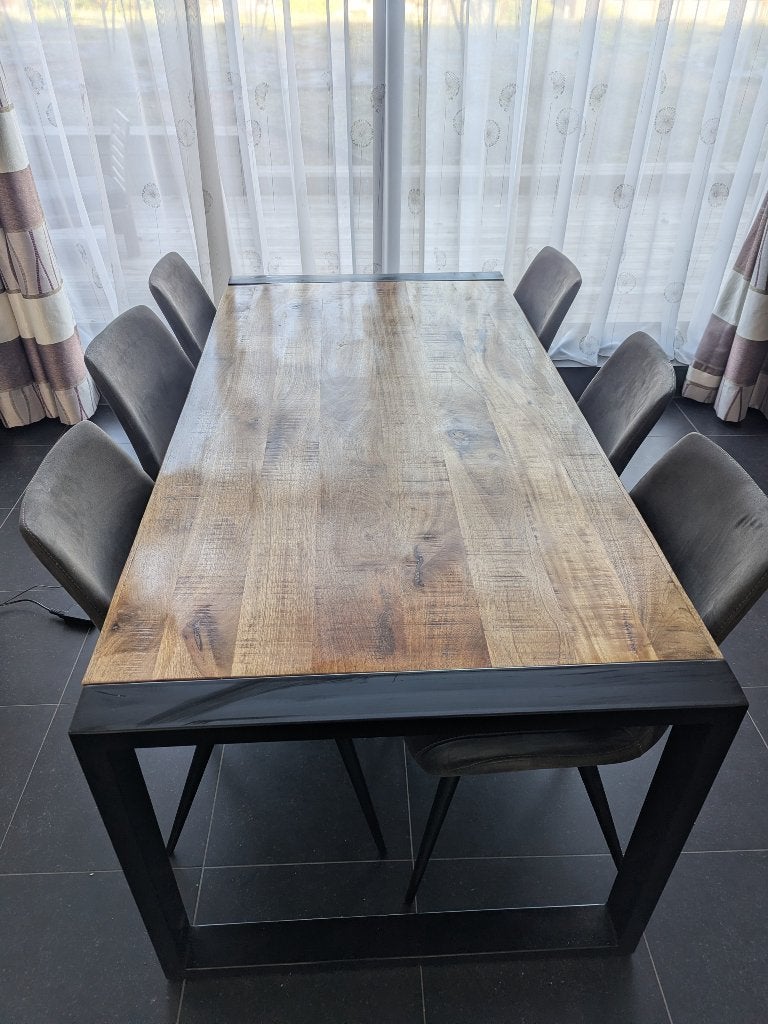 Ensemble table à manger style industriel +6 chaises, Maison & Meubles, 150 à 200 cm, Cinq personnes ou plus, Autres essences de bois