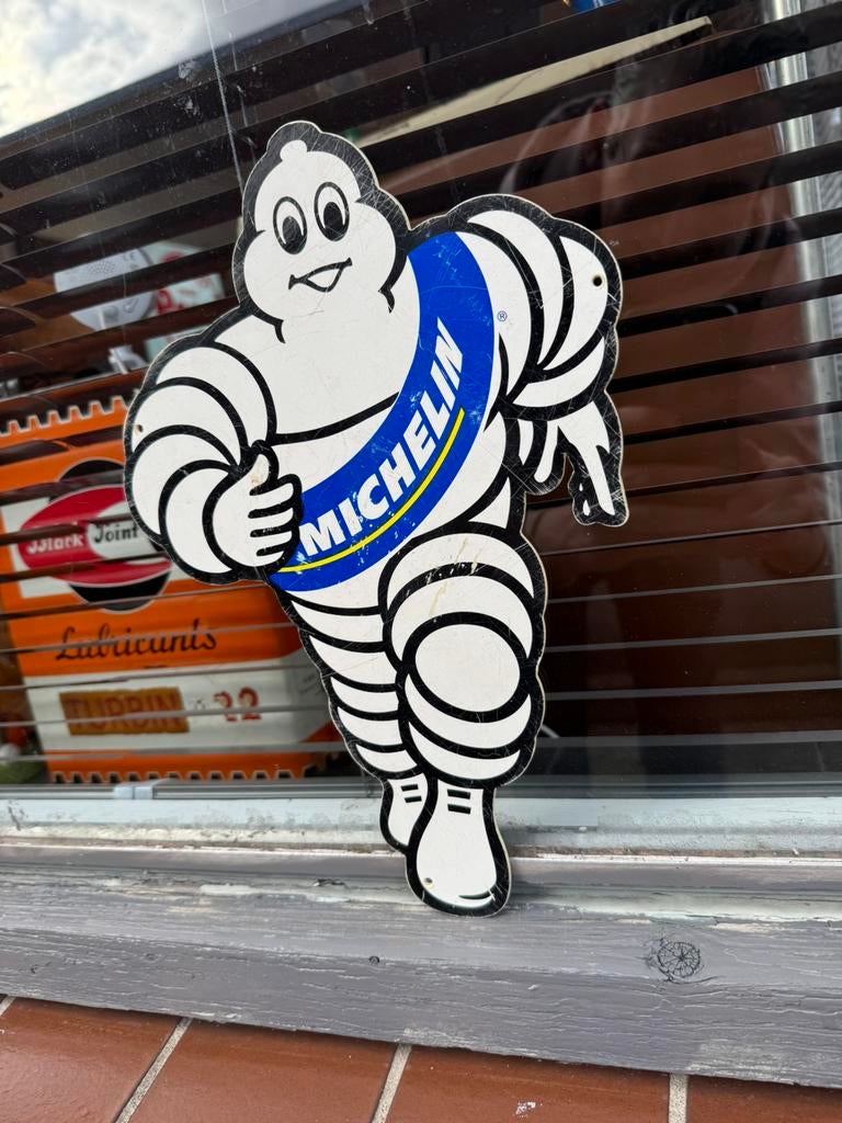 Michelin Bibendum oud reclamebord, Verzamelen, Ophalen of Verzenden, Gebruikt, Reclamebord