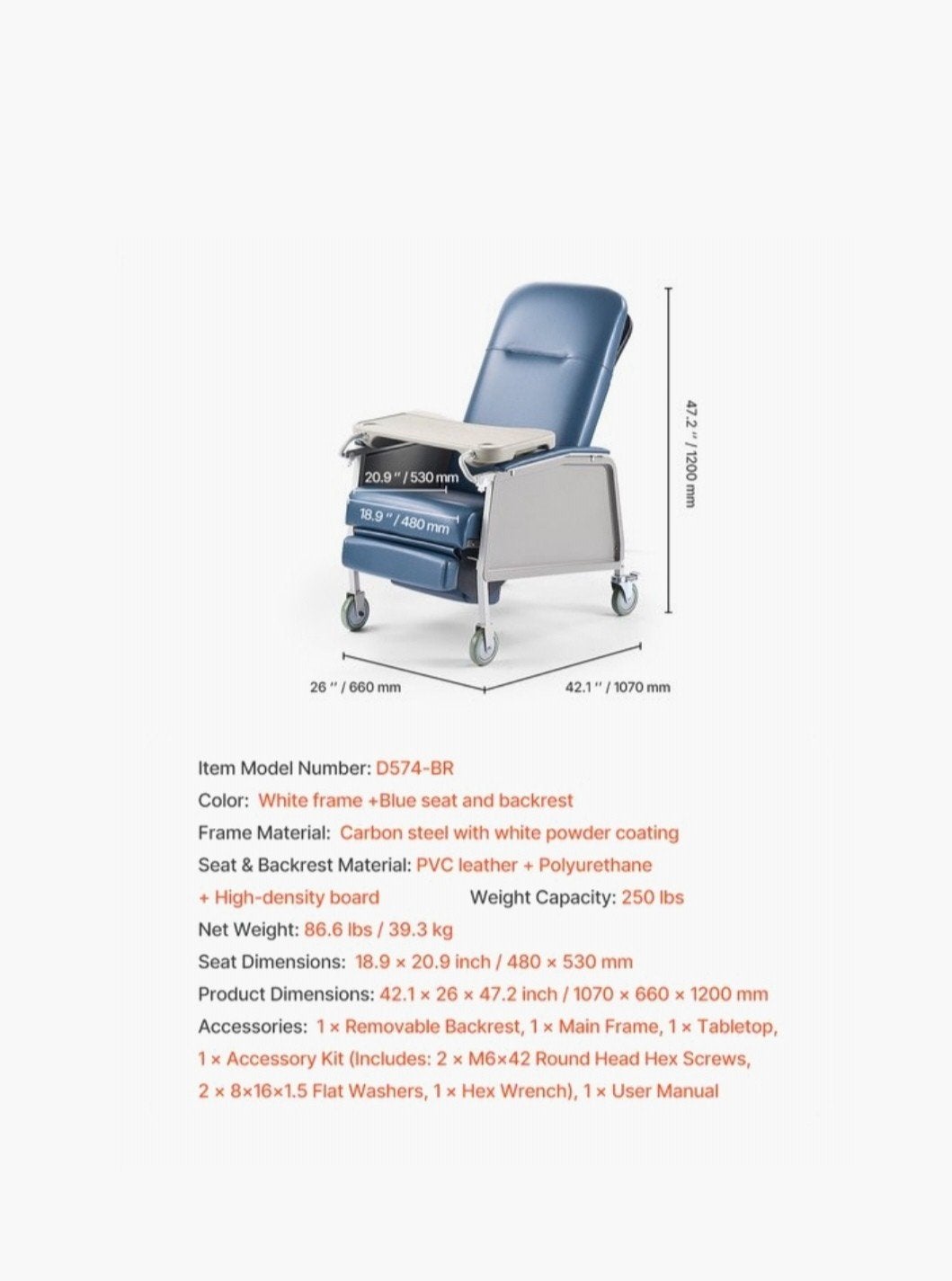 Fauteuil de repos médical, Enlèvement, Neuf, Fauteuil roulant manuel