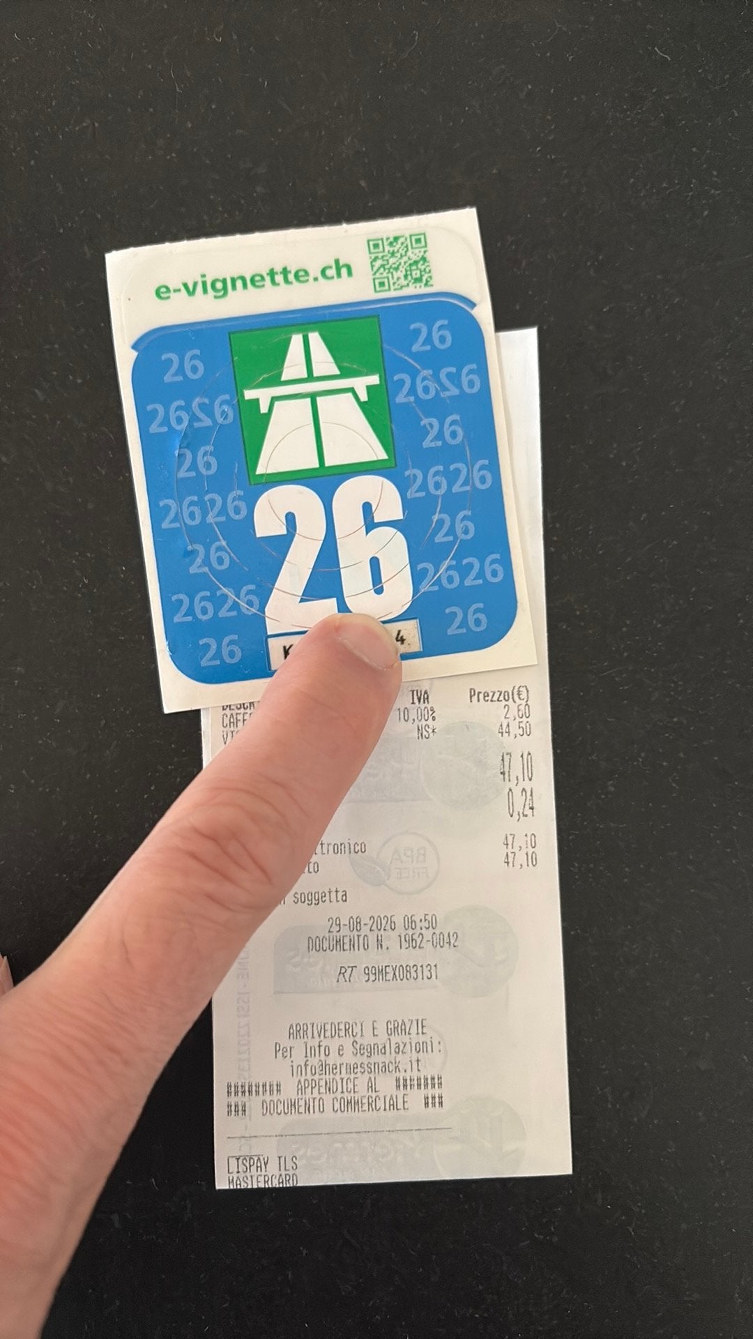 Vignet zwitserland met aankoopbewijs