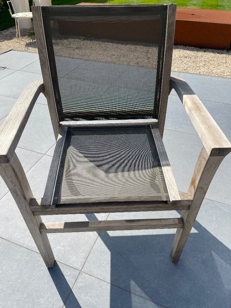 Teak tafel en stoelen, Ophalen, Gebruikt, Teakhout, 8 zitplaatsen