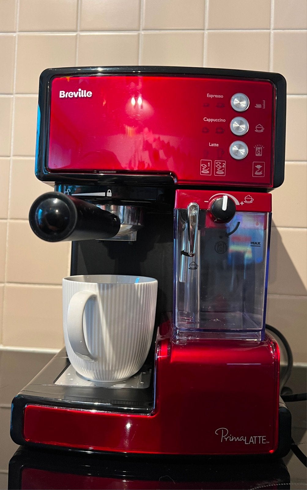 Breville Primalatte koffiemachine, Réservoir d'eau amovible, Comme neuf, Café moulu, Enlèvement
