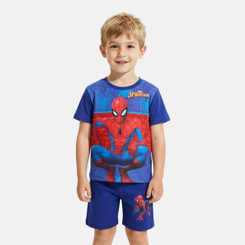 Spiderman Shortama Blauw - Marvel - Mt 98-104-110-116-128, Nieuw, Ophalen of Verzenden, Setje, Spiderman
