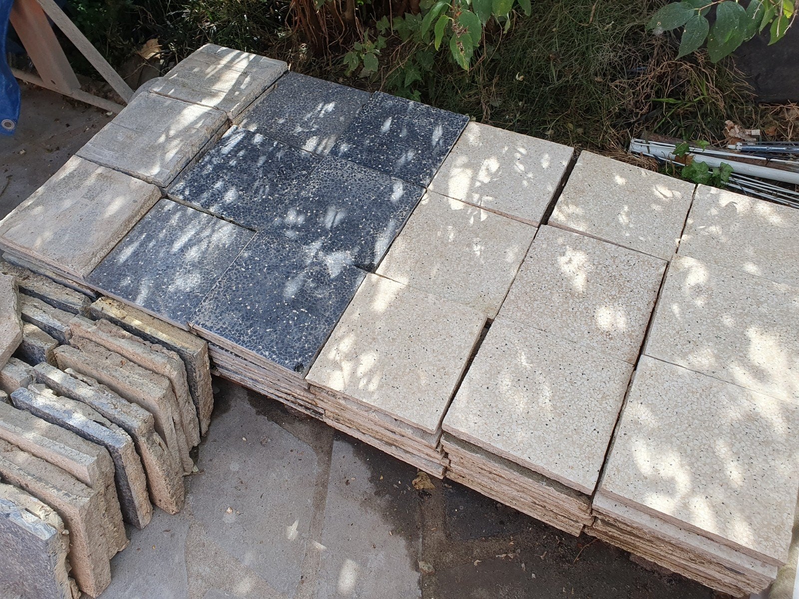 5m2 oude terrazzo tegels - 20x20 cm - zwart en wit, 20 à 40 cm, Carrelage de sol, Enlèvement, Utilisé